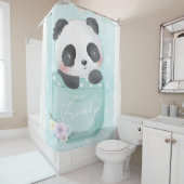 Cartoon Panda | Niedliches Panda ist in Tasche Duschvorhang (Beispiel)