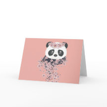 Cartoon Panda Portrait mit Sakura Blume