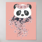 Cartoon Panda Portrait mit Sakura Blume Poster (Vorne)