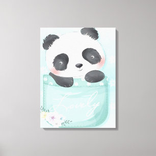 Cartoon-Panda Süßer Panda ist in der Tasche Leinwanddruck