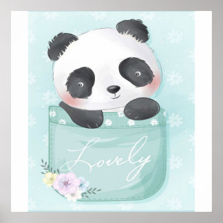 Cartoon-Panda | Süßer Panda ist in der Tasche Poster