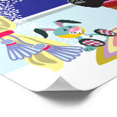 Cartoon Panda und Mond Poster (Ecke)