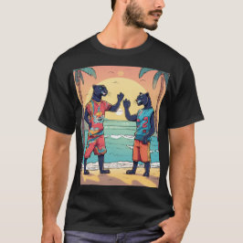 Cartoon Panthers in Streetwear Hochglanz am T-Shirt