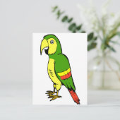 Cartoon-Papagei mit Gelb und Grün Postkarte (Stehend Vorderseite)