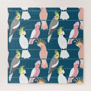 Cartoon Papageien: Niedliches nahtloses Muster Puzzle