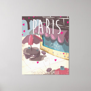 Cartoon Paris Café Poster Leinwanddruck