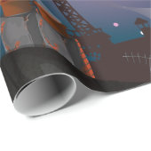 Cartoon Paris Skyline mit Fireworks Geschenkpapier (Rolleneckpunkt)