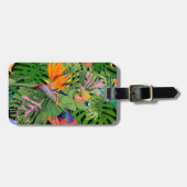 Cartoon Parrot, Palm Blätter - Personalisiert Gepäckanhänger (Vorderseite horizontal)
