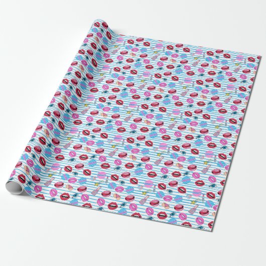 Cartoon Patch Abzeichen: Pop Art. Geschenkpapier (Ungerollt)