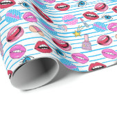 Cartoon Patch Abzeichen: Pop Art. Geschenkpapier (Rolleneckpunkt)