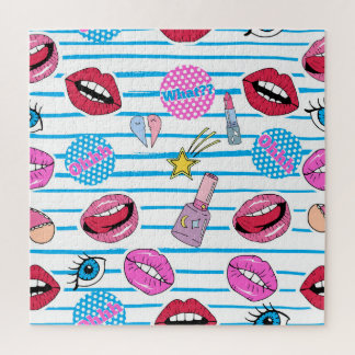 Cartoon Patch Abzeichen: Pop Art. Puzzle