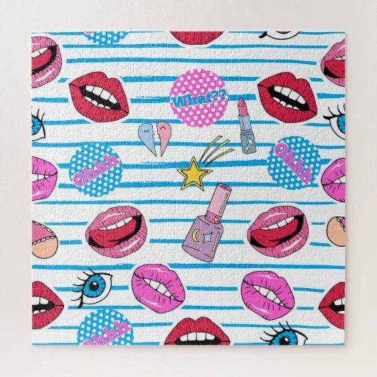 Cartoon Patch Abzeichen: Pop Art. Puzzle (Vertikal)