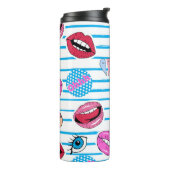 Cartoon Patch Abzeichen: Pop Art. Thermosbecher (Nach links gedreht)