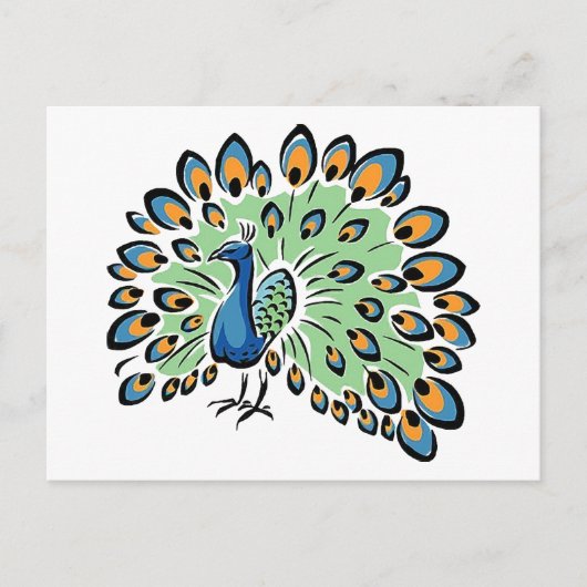 Cartoon Peacock Postkarte (Vorderseite)