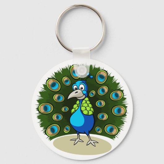 Cartoon Peacock Schlüsselanhänger (Vorderseite)