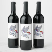 Cartoon pegasus unicorn weinetikett (Flaschen)
