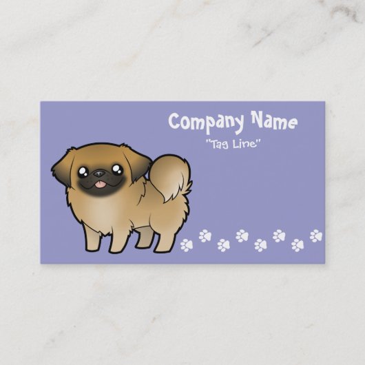 Cartoon Pekeingese (Welpe geschnitten) Visitenkarte (Vorderseite)
