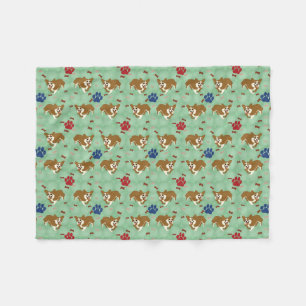 Cartoon Pembroke Welsh Corgi Fleecedecke