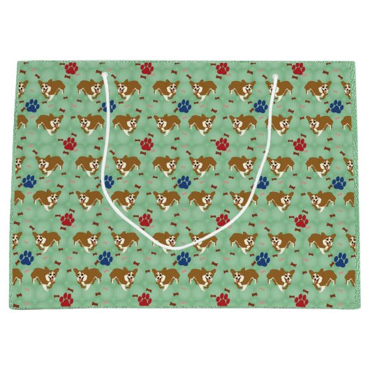 Cartoon Pembroke Welsh Corgi Große Geschenktüte (Vorderseite)