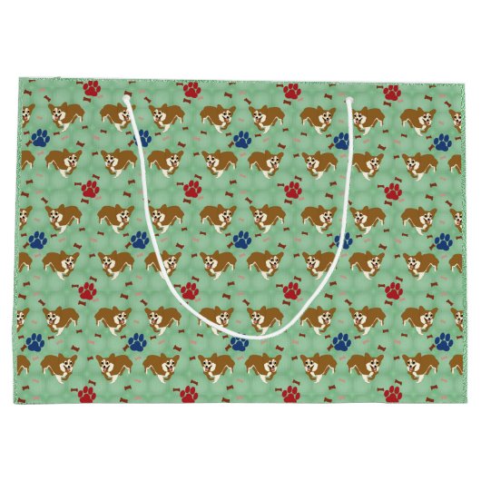 Cartoon Pembroke Welsh Corgi Große Geschenktüte (Rückseite)