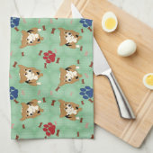 Cartoon Pembroke Welsh Corgi Küchentuch (Viertel Falte)