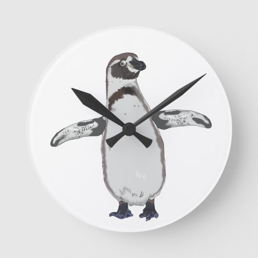 Cartoon Penguin Runde Wanduhr (Vorderseite)