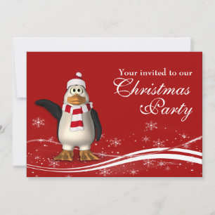 Cartoon Penguin Weihnachten Party Einladung