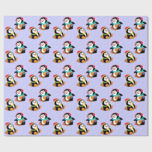 Cartoon Penguins Geschenkpapier (Flach)