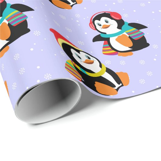 Cartoon Penguins Geschenkpapier (Rolleneckpunkt)
