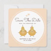 Cartoon Perfect Pear Simple Wedding Save the Date (Vorderseite)