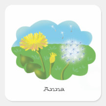 Cartoon personalisierter Löwenzahn auf der Wiese