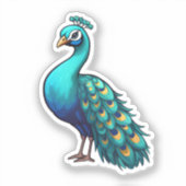 Cartoon Pfauendarstellung Aufkleber (Vorderseite)