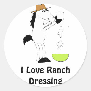 Cartoon Pferd mit Ranch Runder Aufkleber