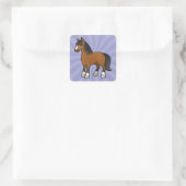Cartoon-Pferd Quadratischer Aufkleber (Tasche)