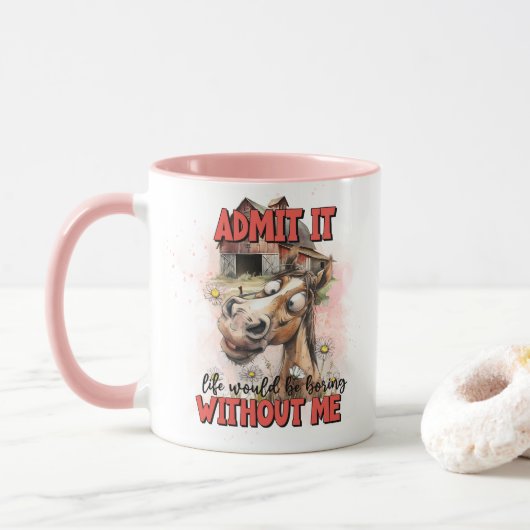 Cartoon-Pferd Tasse (Mit Donut)