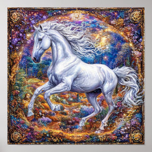 🐎 Cartoon Pferd Verzierte Rahmen Elegant Vintage Poster