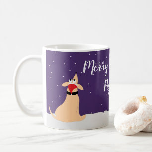 Cartoon Pfirsichhund Schweinehund im Schnee Weihna Kaffeetasse