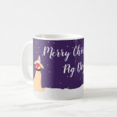 Cartoon Pfirsichhund Schweinehund im Schnee Weihna Kaffeetasse (Vorderseite Links)