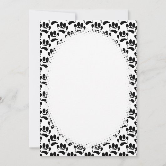Cartoon-Pfoten und Knochen-Muster-Leere Einladung (Vorderseite)