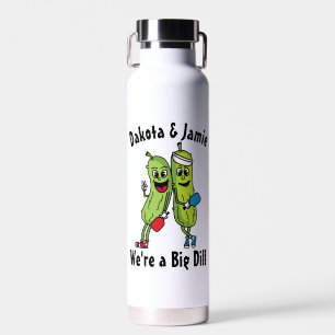 Cartoon Pickle Pair Pickleball Team Big Dill Trinkflasche