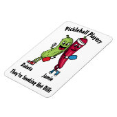 Cartoon Pickle und Pepper Hot Dill Pickleball Team Magnet (Linke Seite)