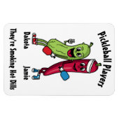 Cartoon Pickle und Pepper Hot Dill Pickleball Team Magnet (Horizontal)