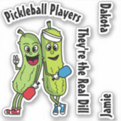 Cartoon Pickles Pickleball Spieler Pickleball Team Aufkleber (Vorderseite)