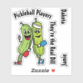 Cartoon Pickles Pickleball Spieler Pickleball Team Aufkleber (Blatt)