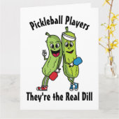 Cartoon Pickles Pickleball Spieler Pickleball Team Karte (Gelbe Blume)