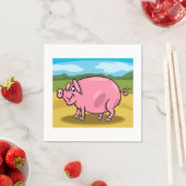 Cartoon Pig auf einem Farm Papier Napkins Serviette (Beispiel)