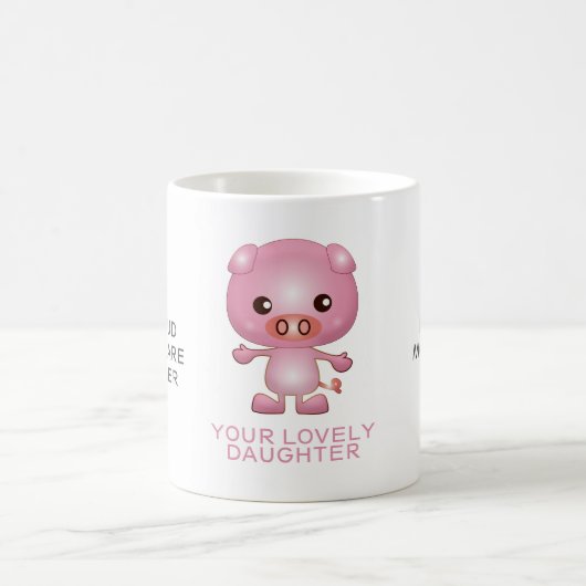 Cartoon Pig Muttertag Kaffeetasse (Mittel)