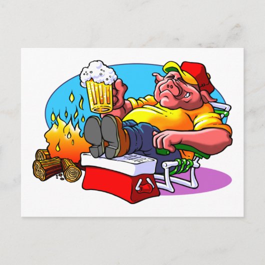 Cartoon Pig Roast Postkarte (Vorderseite)