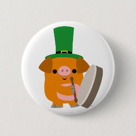 Cartoon Pig spielt Bodhran :) Button-Abzeichen Button