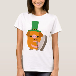 Cartoon Pig spielt Bodhran St Patty womanT-Shirt T-Shirt